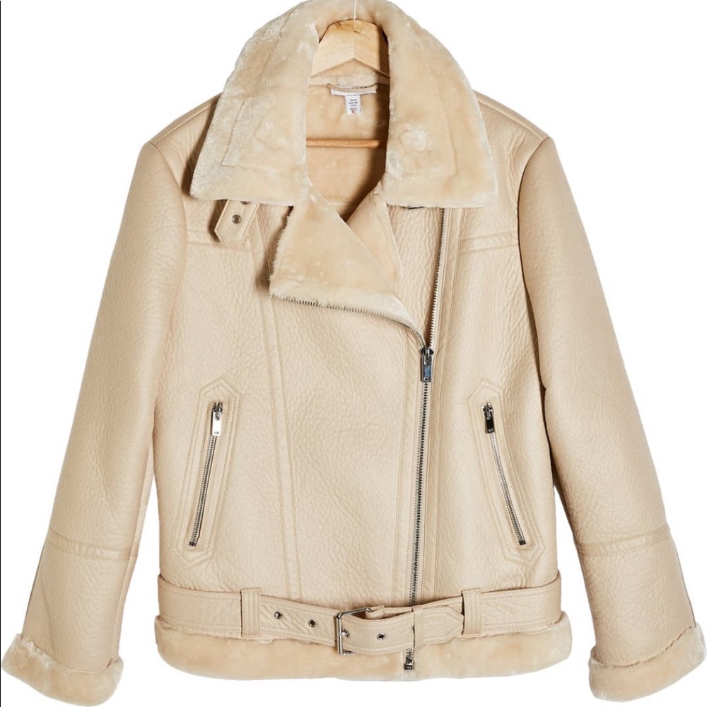 Topshop faux leather biker jacket